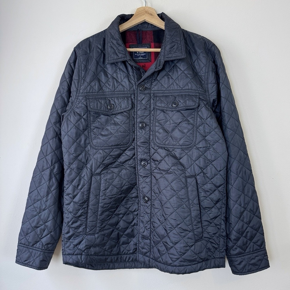 Abercrombie & Fitch Diamond Quilted Sherpa Lined Navy Jacket - Large
